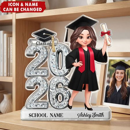 Brillante efecto clase de 2026 2027 Senior-personalizado acrílico bloque placa-graduación regalo para graduados, hija, hijo