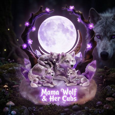 Caja de luz acrílica con forma de lobo para mamá: un regalo personalizado para mamá