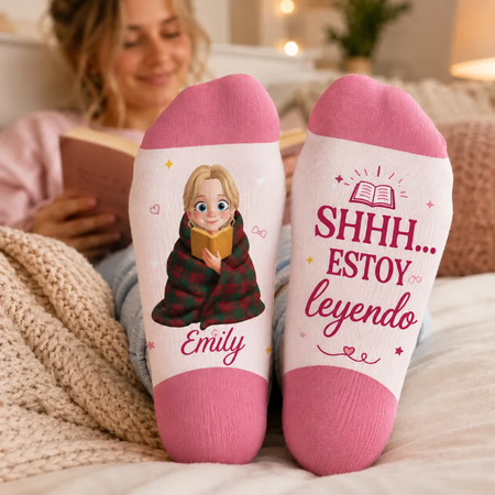 Calcetines personalizados para amantes de los libros – Por favor, espera