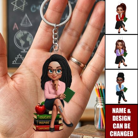 Llavero Acrílico Personalizado para Profesor o Profesora – Enseñar con Amor Cambia Vidas- Regalo de Agradecimiento