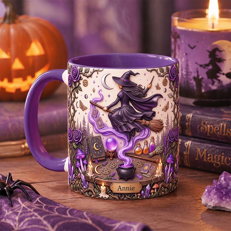 Taza de bruja en ambiente de Halloween