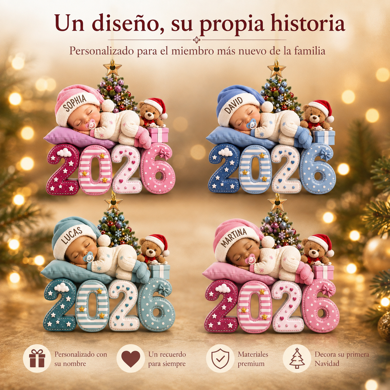 Diseños personalizados para la primera Navidad del bebé