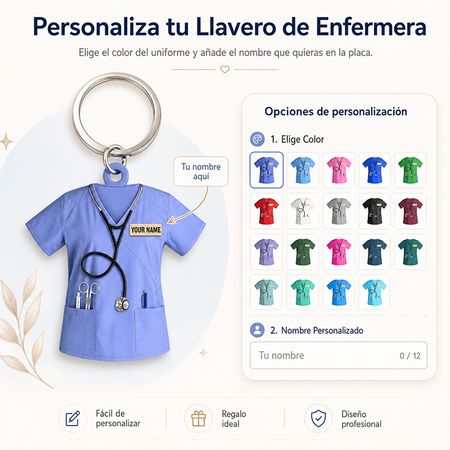 🎁Llavero Acrílico Personalizado para Enfermera – Regalo de Agradecimiento con Nombre para Profesionales Sanitarios
