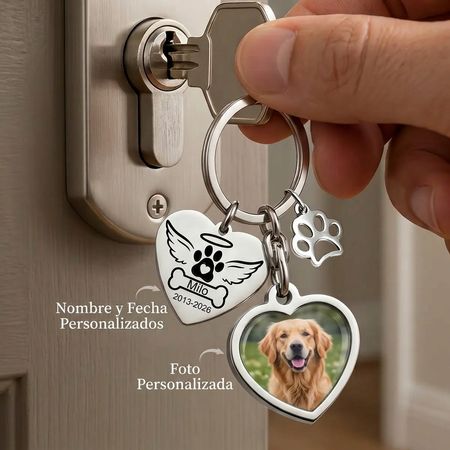 Llavero de foto de mascota personalizado – Para siempre en mi corazón, recuerdo conmemorativo único