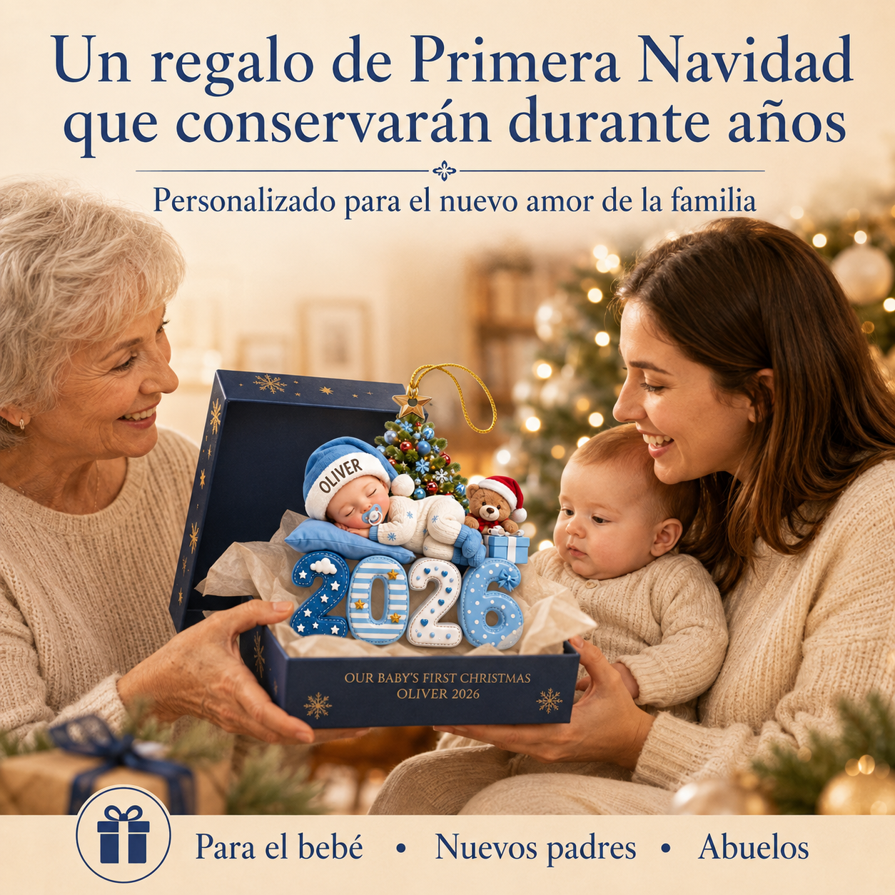 Regalo de primera Navidad para bebé, padres y abuelos