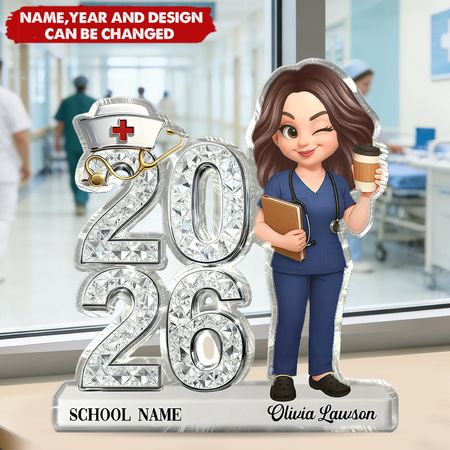 Placa brillante personalizada para graduadas en enfermería 2026-2027