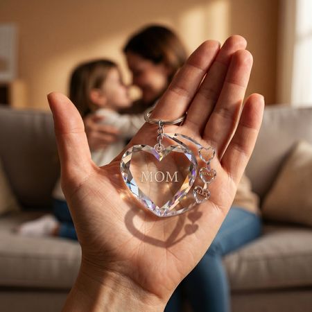 Corazón Brillante - Llavero Transparente Personalizado, Apto para Toda la Familia