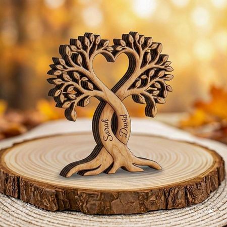 Bloque de madera personalizado con árbol de amor para parejas | Regalo ideal para aniversario de bodas