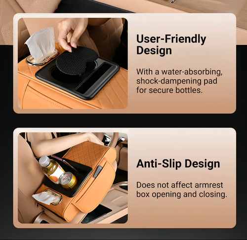 Multifunctional PU Leather Car Armrest Box Mat