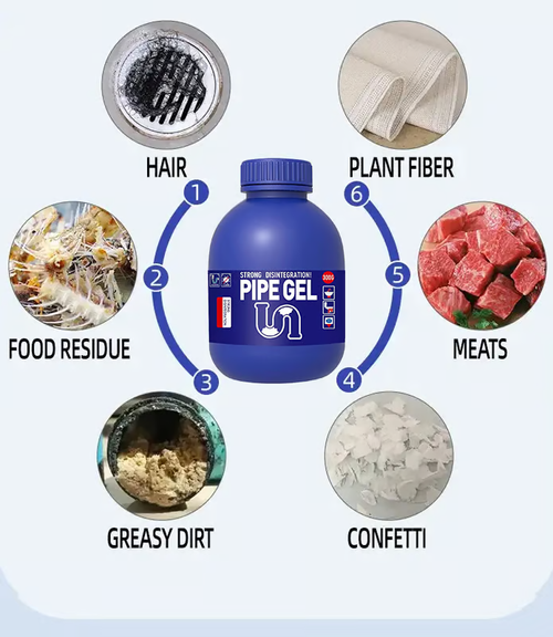 PIPE BOBO -Drain Unclogger Powerful Pipeline Dredging for Kitchen Sinks Shower Drains Tubs Dissolves 200+ Blockages Kills 99% Bacteria Safe for All Pipes Quick Dredging Formula Household Cleaner Bathroom Cleaning Tool