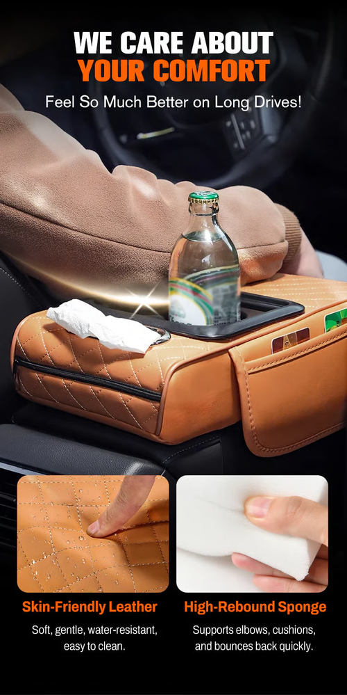 Multifunctional PU Leather Car Armrest Box Mat