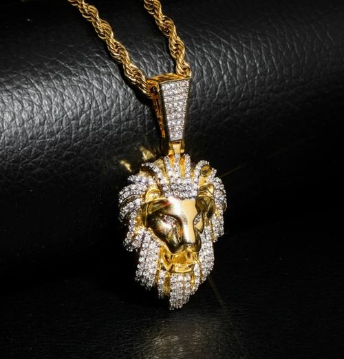 Pingente de cabeça de leão personalizado para homem