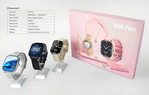 A58 Plus Smart Watch Luxury Gift Box Set(Black strap)