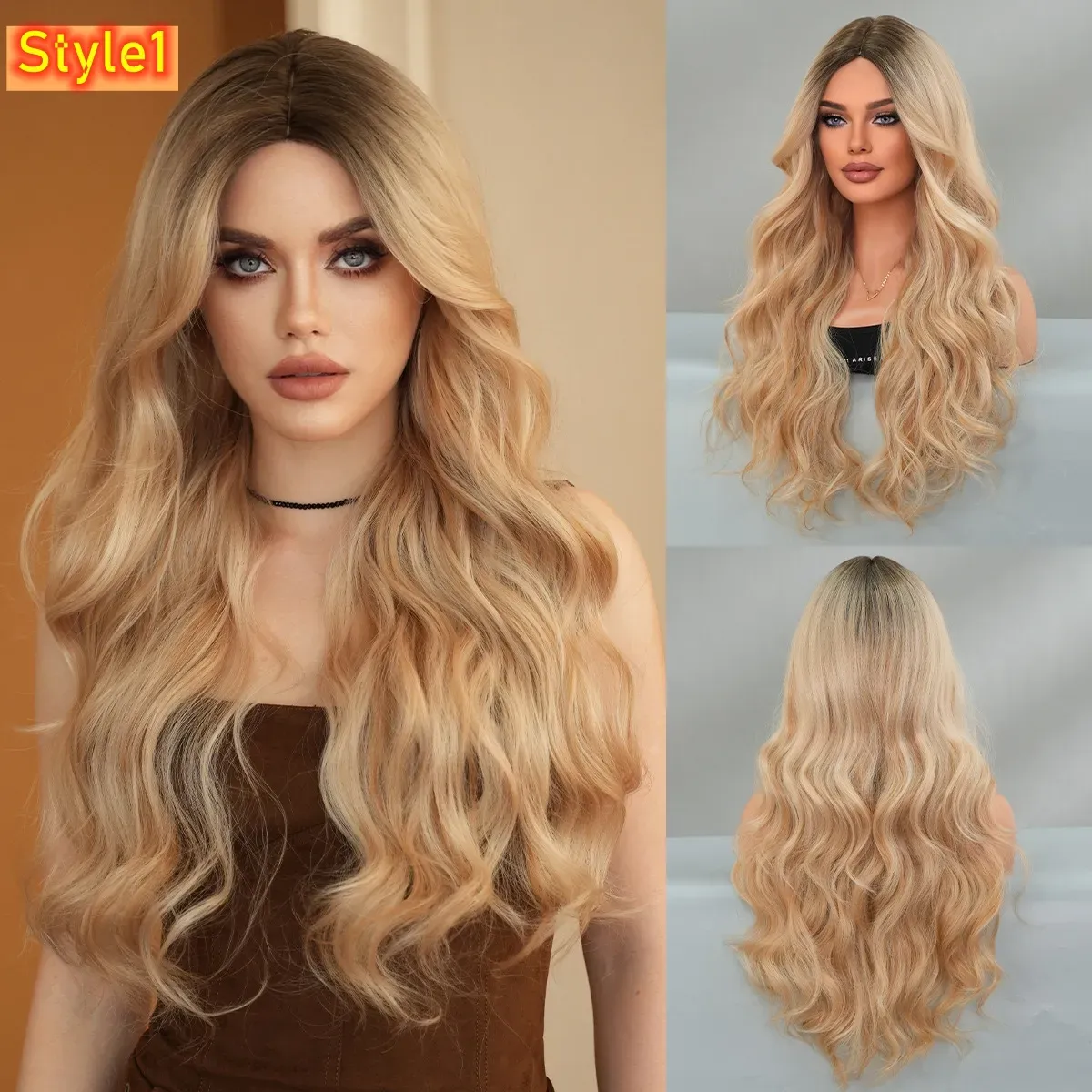 Fashionable ladies' long curly wig