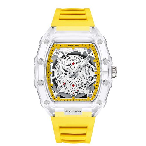 Men's Wealth Tonneau-Shaped Quartz Transparent Wristwatch