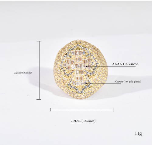Trendy Hip-Hop Zircon Cross Ring
