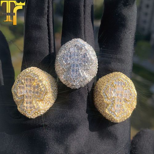 Trendy Hip-Hop Zircon Cross Ring