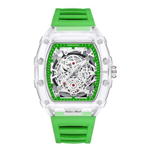 Men's Wealth Tonneau-Shaped Quartz Transparent Wristwatch