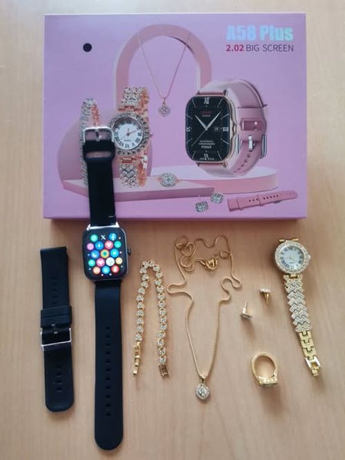 A58 Plus Smart Watch Luxury Gift Box Set(Black strap)