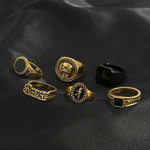 6 Piece Gold Classic Chunky Dome Ring Set