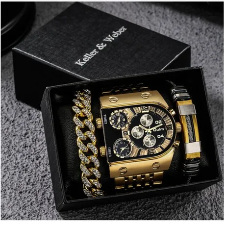 ⌚ Luxury men's watch  buy 1 get 2 free (buy a watch and get 2 bracelets for free)