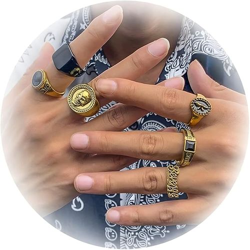 6 Piece Gold Classic Chunky Dome Ring Set