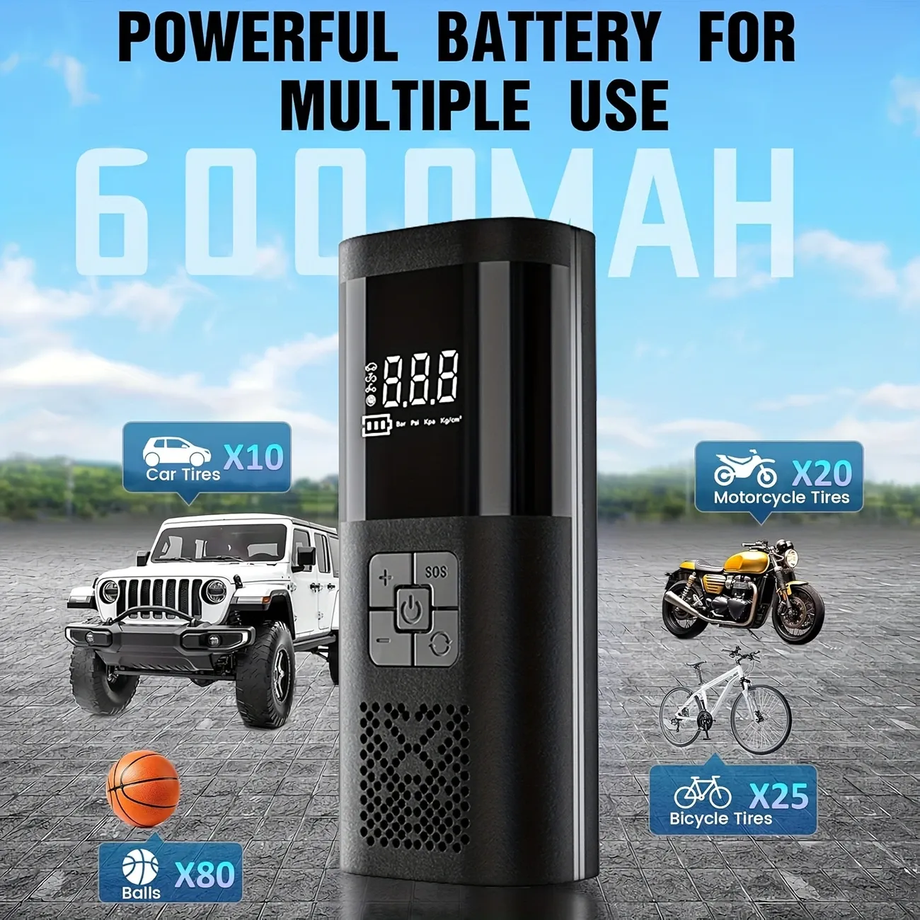 85 Portable Air Compressor Tire Inflator