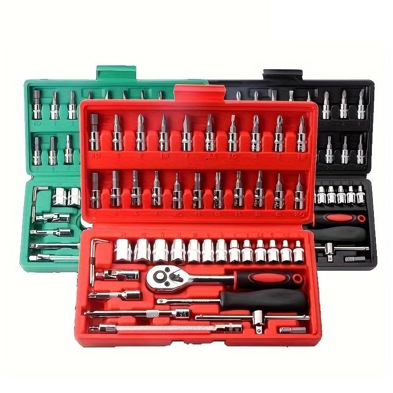 46pcs Multi-Functional Auto Repair Wrench Set Universal Manual Tool Box Small Hand Tools Including Socket Set