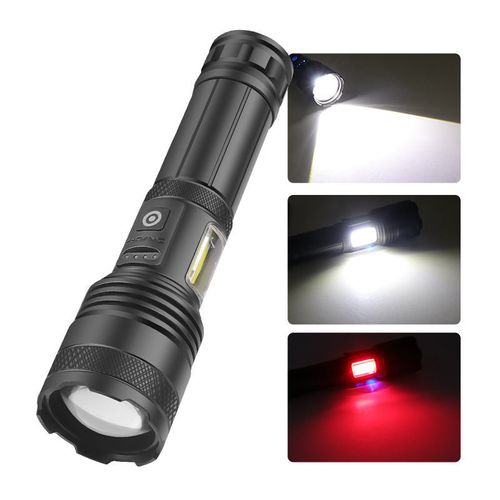 New 30-watt LED COB Flashlight - Adjustable Brightness Red Flash Torch Waterproof Flash Lamp USB Rechargeable Flashlights