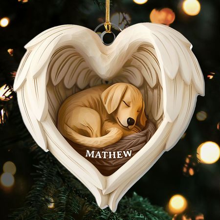 For alltid i mitt hjerte Hundeengel - Personlig 1-lags akrylornament