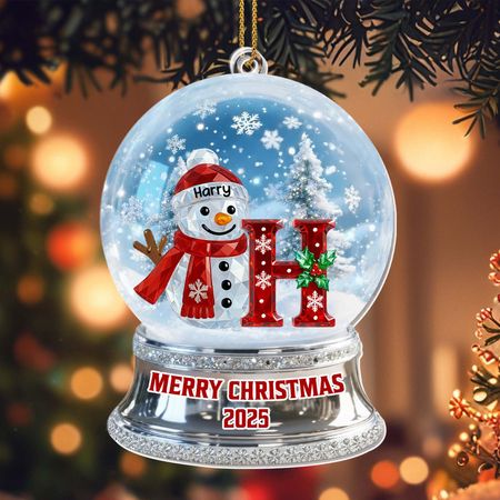 God jul, snømann og festlig dekor - Personlig tilpasset akrylornament, julegave