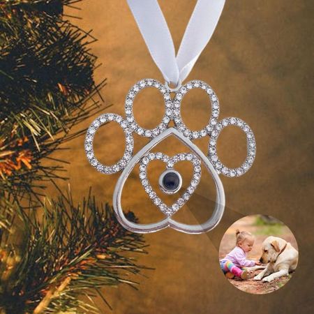 Personlig bildeprojeksjonspynt til kjæledyr, tilpasset julepynt til hund, minnebildepynt, juletrepynt, familiedekor