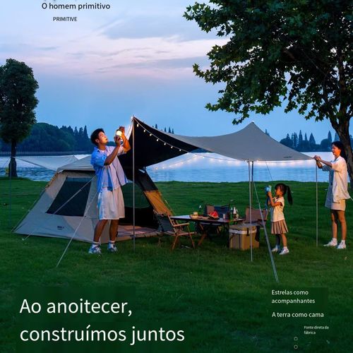 Tenda ao ar livre camping durante a noite dobrável portátil cortina de céu 2 em 1 totalmente automático camping conjunto completo