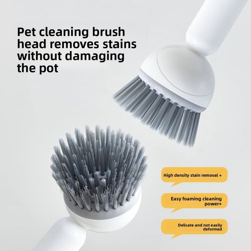 Multifunctional Refillable Rotating Cleaning Brush with Long Handle | Scratch-Free Pot Dish Washer, No Dirty Hands