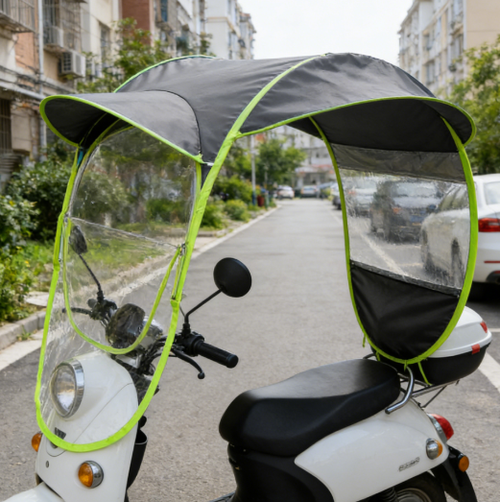 Black Electric Scooter Rain Canopy Sun Shade, Outdoor Sun Protection Vehicle Shelter, In Stock😀😀😀