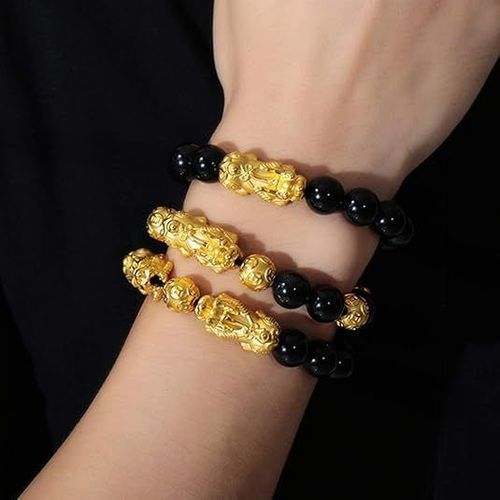 14mm Vietnam Gold Pixiu Bracelet - Six-Word Mantra Beads | Random Color Blind Box