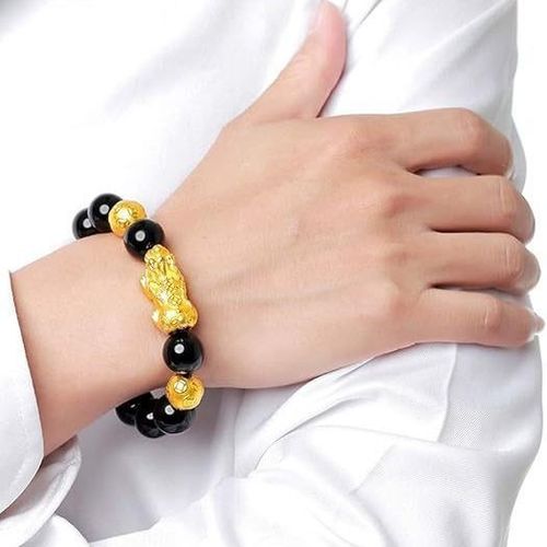 14mm Vietnam Gold Pixiu Bracelet - Six-Word Mantra Beads | Random Color Blind Box
