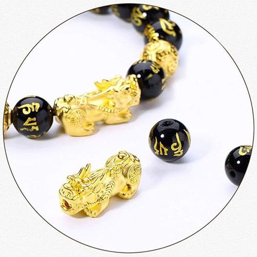 14mm Vietnam Gold Pixiu Bracelet - Six-Word Mantra Beads | Random Color Blind Box