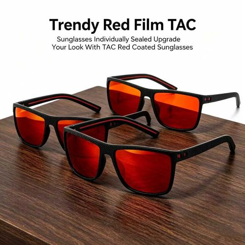 Trendy Red Film TAC Sunglasses Individually Sealed Upgrade Your Look With TAC Red Coated Sunglasses