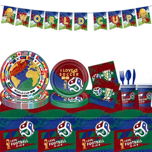 2026 World Cup Soccer Party Supplies Set – Complete Tableware Kit for 20 Guests