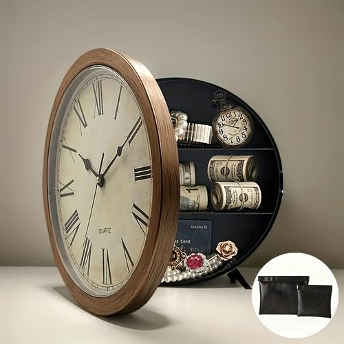 Hidden Wall Clock Safe – Disguised Storage Cabinet for Cash, Jewelry & Valuables