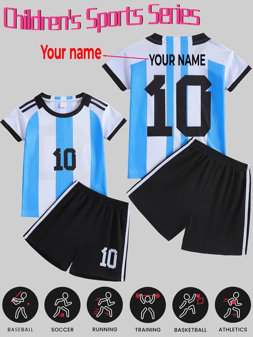 Kids football clothing set, T-shirt and shorts, lightweight and breathable, suitable for sports and daily use, outdoor