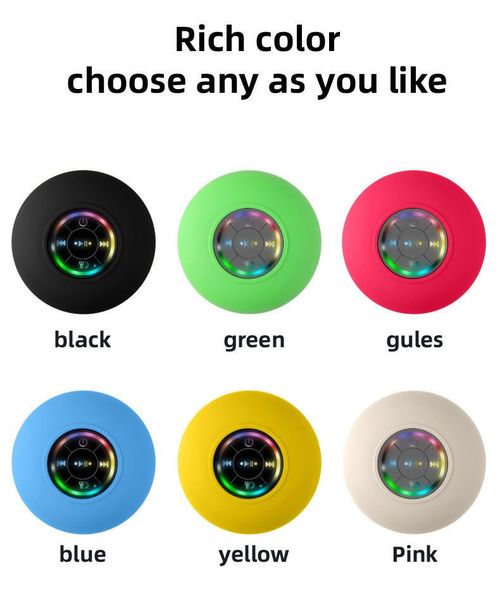 Hot-Selling Mini Waterproof Wireless Bluetooth Speaker — Clear Sound Quality, Suction Cup Fixing, LED Light, IPX4 Waterproof Rating, Supports USB Charging, Colors Shipped Randomly