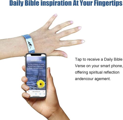 Daily Bible Verse Bracelet (Light Gray) - Ideal for Prayer and Blessing, with Built - in Smart Chip, NFC Sensing Function, High Elasticity, and Waterproof Feature