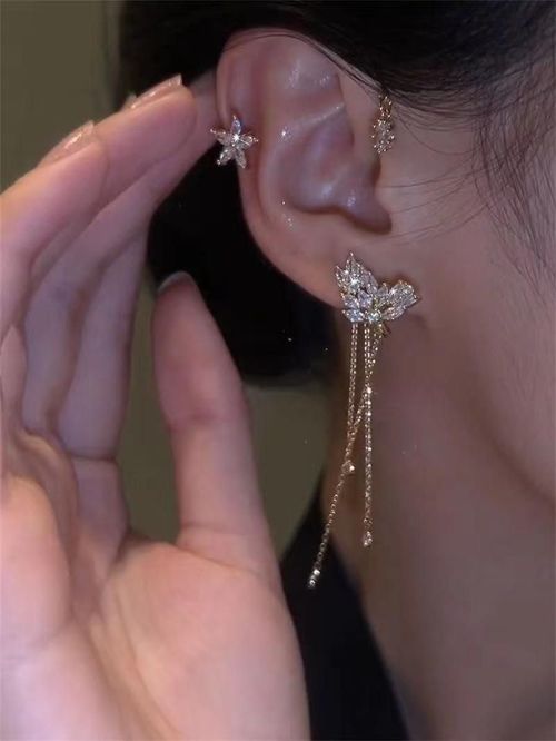 Hot - selling Diamond - set Tassel Ear Hangers, Moissanite Inlaid, Pure Copper Gold - Plated Process, Affordable Luxury Style, Fashionable and Versatile