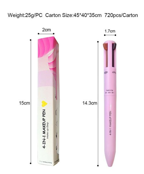Hot-selling Multi-functional Makeup Pen - 4-in-1 (Eyeliner, Eyebrow Liner, Lip Liner & Highlighter), Gentle on Skin, Long-lasting Waterproof
