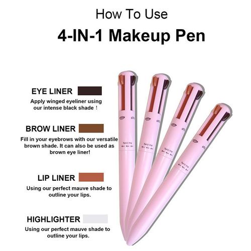 Hot-selling Multi-functional Makeup Pen - 4-in-1 (Eyeliner, Eyebrow Liner, Lip Liner & Highlighter), Gentle on Skin, Long-lasting Waterproof