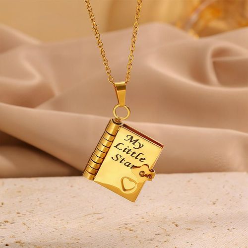Hot Sale Creative Book-shaped Necklace for Women - Titanium Steel with Gold Plating, Exquisite Workmanship, Including Heartwarming & Inspiring Words for My Daughter