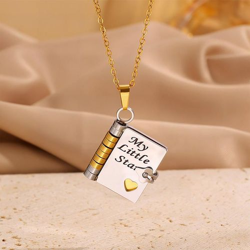 Hot Sale Creative Book-shaped Necklace for Women - Titanium Steel with Gold Plating, Exquisite Workmanship, Including Heartwarming & Inspiring Words for My Daughter