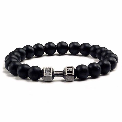 Creative Dumbbell - Shaped Bracelet, Made of Zinc Alloy and Natural Lava Stone, Versatile Style, Personalized and Fashionable